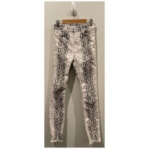 ZARA Snake Print High Rise Black White Jeans